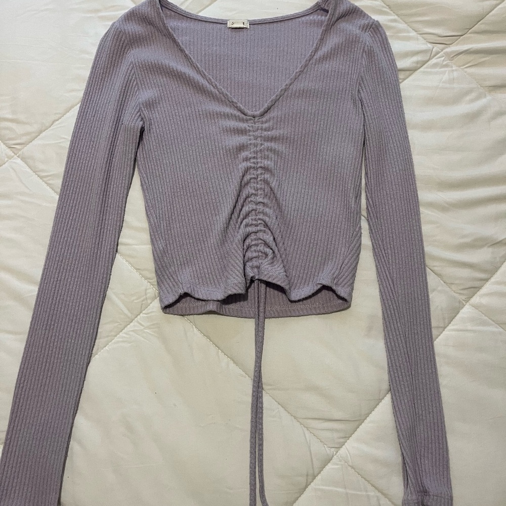 Purple cropped blouse shirt